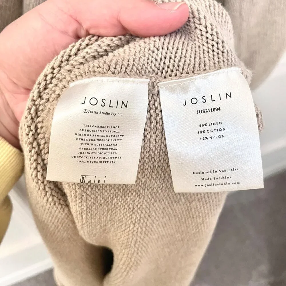 Joslin Studio Aurora Knit Long Sleeve Maxi Dress Flax Size M - Picture 8 of 9